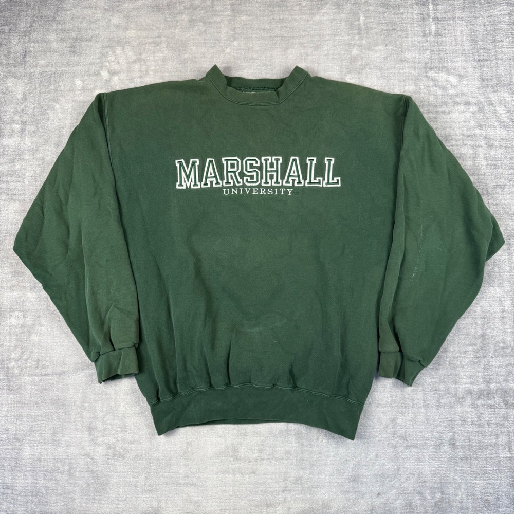 Marshall University Sweatshirt Mens XL Green Oarsman Vintage 90s USA Distressed
